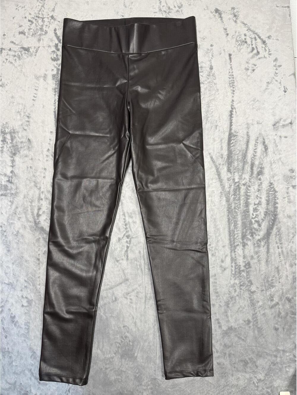 NWT Frank Lyman Faux Leather Leggings 10 Toffee Brown Pull On Slim Pants 213684